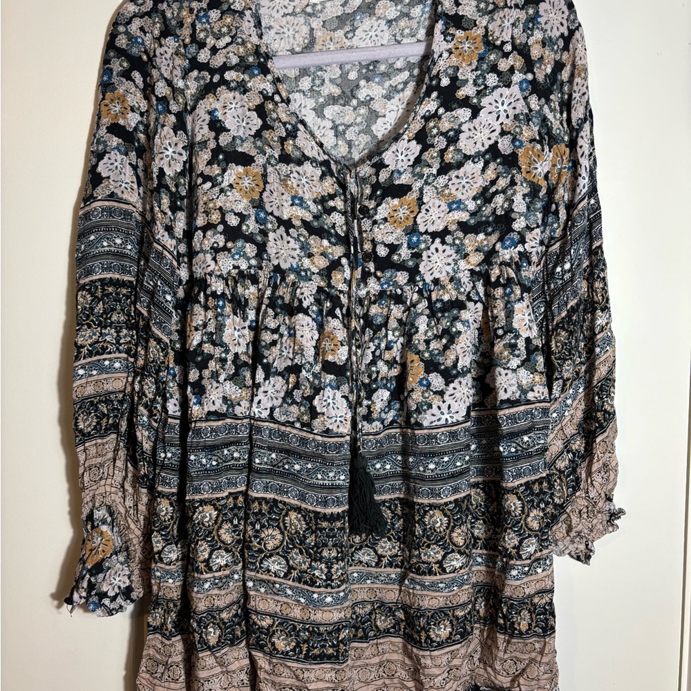Auguste Long Sleeve Boho Floral Tunic Blouse Size 4